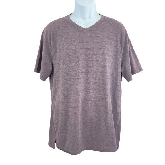 Lululemon Switchback Short Sleeve V Lookout Stripe Heathered Black Cherry Men XL - Picture 1 of 12